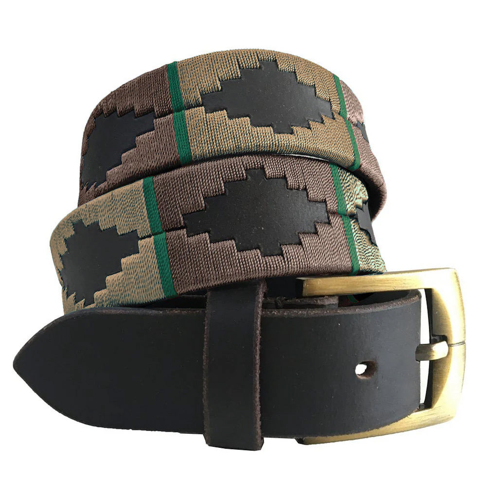 Ceinture en cuir de vache - Marron et vert