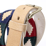 Raw leather belt - Multicolor Pampa pattern