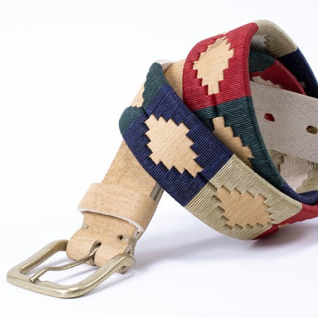 Raw leather belt - Multicolor Pampa pattern