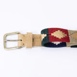 Raw leather belt - Multicolor Pampa pattern