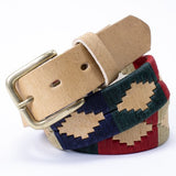 Raw leather belt - Multicolor Pampa pattern